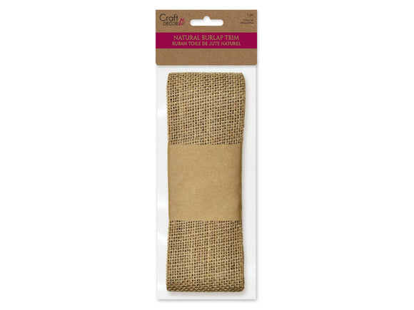 Craft Décor Ribbons: Natural Burlap Trim, 2.4