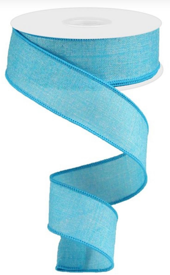 Turquoise Shiny Royal Burlap Wire Edge Ribbon 1.5” x 10 Yards