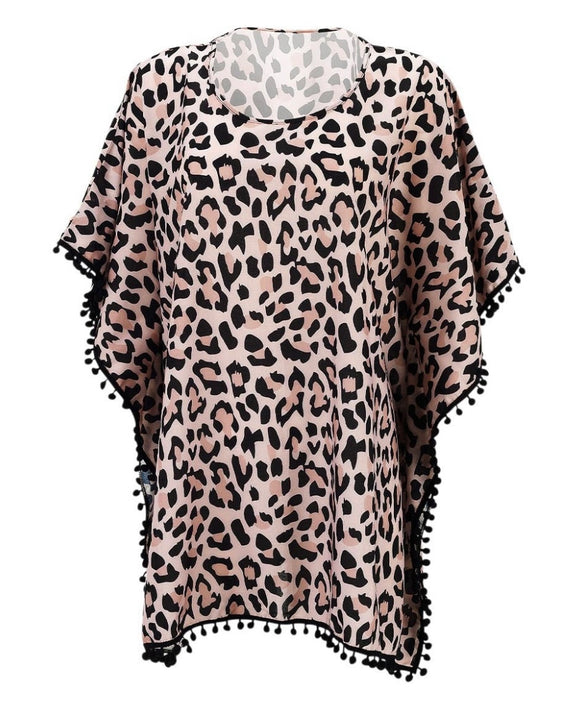 Wild Side Leopard Pom-Pom Cover Up