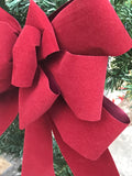 Burgundy Outdoor Flocked Velvet Christmas Bow