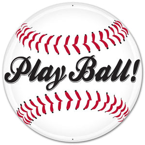 12" Metal Sign: Play Baseball