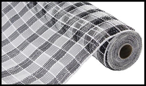 10"X10yd Metallic Check Mesh:  Black & White