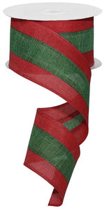 2.5"X10yd, 3 in 1 stripe:  Red/Emerald