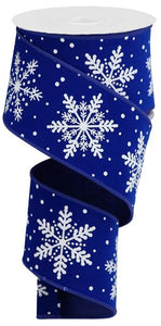 Glittered Snowflakes on Velvet:  Royal Blue & White