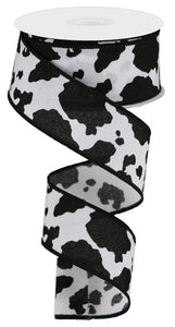 1.5"X10yd Fuzzy Cow Print Ribbon