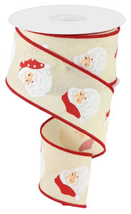 2.5"X10yd Vertical Santa Heads/Royal:  Cream/Multi