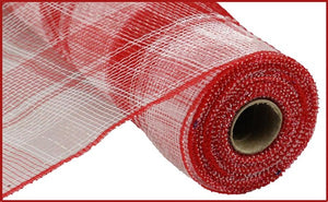 10"W X 10Yd Plaid Mesh:  Red, White, Clear