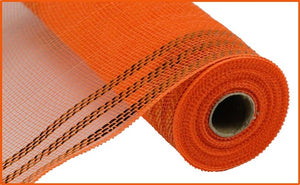 10.5"X10yd Border Stripe Metallic Mesh:  Orange With Orange Foil